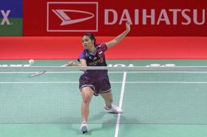 Gregoria Mariska Tunjung kala beraksi dalam laga 16 besar Indonesia Masters 2025 di Istora Senayan, Jakarta, Kamis (23/1/2025).(Dok. PBSI)