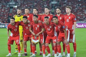 Pemain Timnas Indonesia berpose jelang laga Grup C putaran ketiga Kualifikasi Piala Dunia 2026 zona Asia melawan Bahrain.