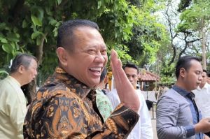 Anggota Komisi III DPR RI, Bambang Soesatyo menghadiri open house yang di rumah dinas Gubernur Jakarta, Pramono Anung.(Intan Afrida Rafni )