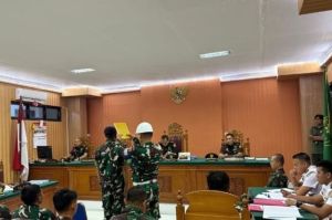 Pengadilan Militer I-01 Banda Aceh menggelar sidang kasus pembunuhan terhadap sales mobil di Pengadilan Negeri Lhokseumawe, Rabu (7/5/2025).(KOMPAS.COM/MASRIADI SAMBO)