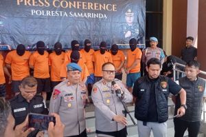 Kepolisian Resor Kota Samarinda menggelar konferensi pers di Mapolresta Samarinda, Kamis (8/5/2025)