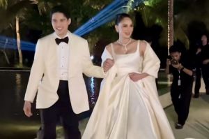 Penampilan Luna Maya dan Maxime Bouttier dalam acara resepsi pernikahan keduanya di Bali.(Instagram.com/ranggayusuf)