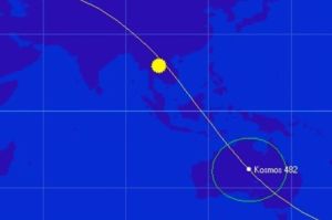 Lintasan Kosmos 482 di Indonesia. BRIN ungkapkan beberapa wilayah yang berpotensi kejatuhan sampah antariksa Kosmos 482.(BRIN)