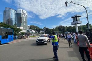 Rekayasa Lalu Lintas Diberlakukan di Sekitar Monas Saat Aksi Bela Palestina(KOMPAS.com/Lidia Pratama Febrian )