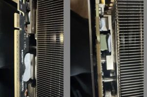 Ilustrasi thermal gel GPU RTX 50 Series Gigabyte yang bocor ke komponen lain.(Quasar Zone)