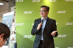 Andrew Hou, President, Acer Pan-Asia Pacific Operations dalam acara Media Executive Review di kantor pusat Acer di Taiwan pada Rabu (21/5/2025)(Kompas.com/Lely Maulida)