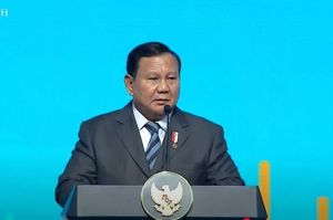 Prabowo dalam sambutannya di acara Indonesia-China Business Reception 2025, yang digelar di Jakarta, Sabtu (24/5/2025) malam.(repro bidik layar Youtube Sekretariat Presiden)