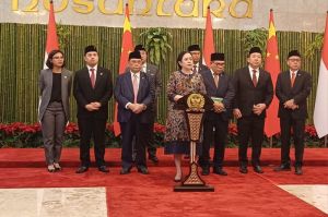 Ketua DPR RI Puan Maharani di Kompleks Parlemen, Jakarta, Minggu (25/5/2025).(KOMPAS.com/Haryanti Puspa Sari)