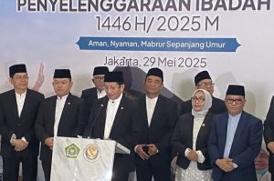 Menteri Agama Nasaruddin Umar resmi mengumumkan jajaran Amirul Hajj akan bertugas dalam penyelenggaraan ibadah haji 1446 Hijriah selama kurang lebih 20 hari dalam konferensi pers di Kantor Kementerian