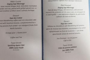 Foto menu jamuan makan malam (gala dinner) antara Presiden Prabowo Subianto dan Presiden Perancis Emmanuel Macron di Istana Kepresidenan Jakarta pada Rabu (28/5/2025)