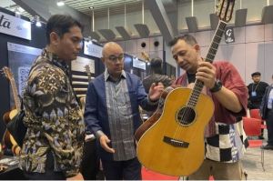 Salah satu peserta pameran asal Indonesia dalam ajang internasional Sound Messe Osaka 2025 yang berlangsung pada 10-11 Mei 2025 di ATC Hall, Osaka, Jepang. (ANTARA/HO-ITPC Osaka)
