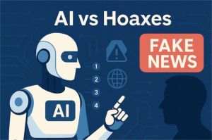 ilustrasi sistem AI menandai konten hoaks di media sosial