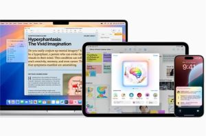 ilustrasi iPhone menjalankan aplikasi Mac seperti Final Cut Pro di layar