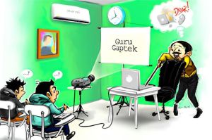 guru dan siswa kesulitan menggunakan platform belajar online di sekolah daerah