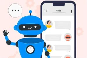 ilustrasi chatbot AI Shopee memberikan saran produk di aplikasi e-commerce