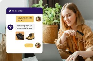 ilustrasi chatbot AI membantu proses belanja di platform e-commerce