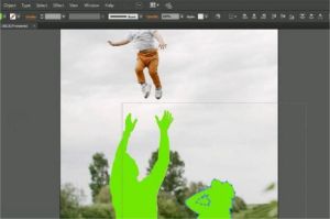 ilustrasi fitur AI Photoshop saat menghapus objek dan mengganti latar belakang