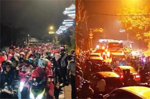 ilustrasi kendaraan terjebak macet di jalur Puncak saat libur panjang, polisi atur lalu lintas