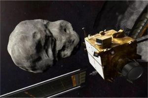 ilustrasi pesawat antariksa NASA mendekati asteroid di angkasa