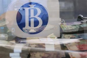 ilustrasi stabilitas nilai tukar rupiah dengan grafik dan simbol Bank Indonesia