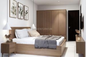 interior kamar minimalis dengan furnitur sederhana dan pencahayaan alami