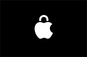 logo Apple dengan ikon kunci keamanan digital