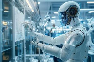 ilustrasi robot AI membantu lansia di Jepang