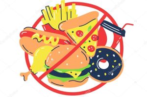 ilustrasi larangan iklan makanan cepat saji di televisi Perancis dengan simbol larangan