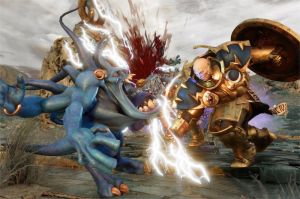 tangkapan layar game Realm of Legends dengan karakter dan latar belakang alam fantastis