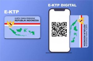 ilustrasi tampilan aplikasi digital ID menampilkan e-KTP di layar smartphone