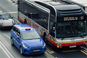 ilustrasi sistem transportasi publik Singapura dengan teknologi AI