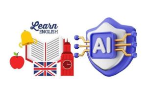 tampilan aplikasi edukasi bahasa asing dengan fitur gamifikasi dan AI tutor