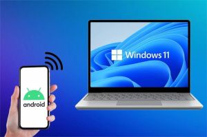 tampilan fitur wireless display Windows 11 antar laptop