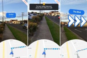 tampilan Google Maps AR Live View di dalam mall dengan petunjuk arah virtual