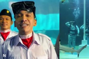 Aksi Menarik Ruben Onsu: Mengibarkan Bendera Merah Putih di Dalam Akuarium Sea World
