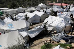 Suasana di kamp pengungsi Moria di pulau Lesbos