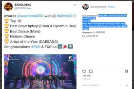 Kecewa di Mama 2017 EXO mendapat Banyak Penghargaan di MMA 2017